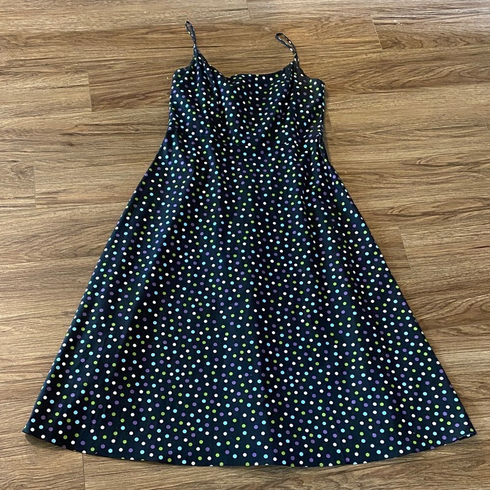 VTG retro Jessica Howard polka dot A line midi dress pin up rockabilly size 14